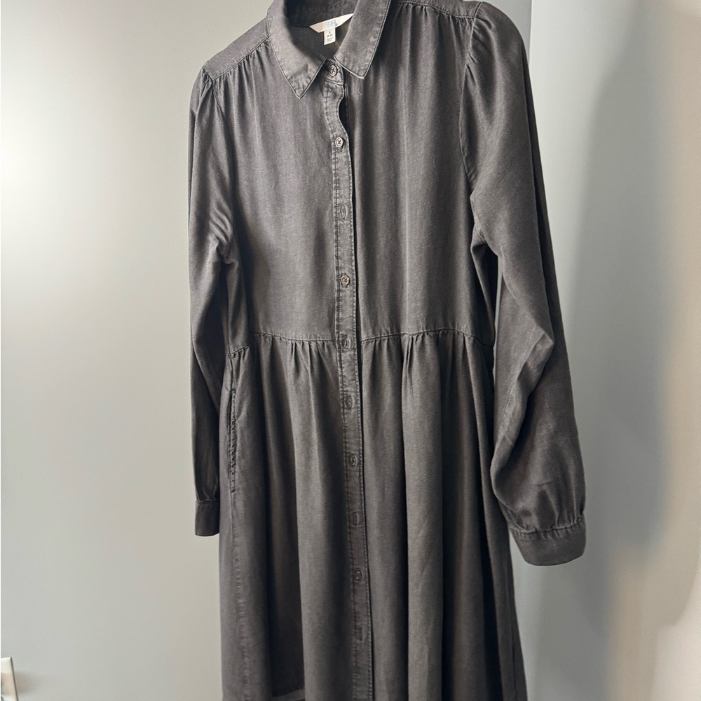 Charcoal Long Sleeve Denim Dress EUC Size Small